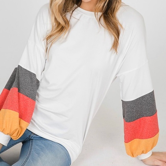 LAST 1! Color Block Sleeve Top! - Picture 7 of 7